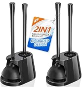 Toilet Plunger and Brush Set, 2 Pack Bowl Brush and Heavy Duty Toilet Plunger with Ventilated Hol...