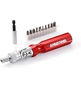 ANVANNA Tools HT0089 12 in 1 ratchet screwdriver/nut cutter set, 11 drill bits (cross, slotted, T...