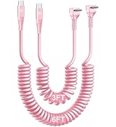 Coiled USB C to C Cable for Car, [3FT/6FT] 90 Degree USB C Cable, USBC to USBC Cable 60W Fast Cha...