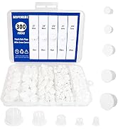 BOPOREAE 300PCS Plastic Hole Plugs Assorted 3/16" 1/4" 5/16" 3/8" 1/2" White Door Screw Covers Ca...