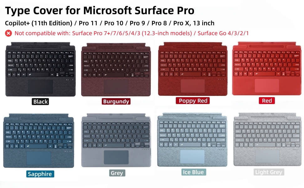 Type cover for surface pro 11 10 9 8 X