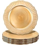 Dicunoy 12 Pack Charger Plates, 13Inch Gold Dinner Under Plates, Plastic Round Charger Service Ba...