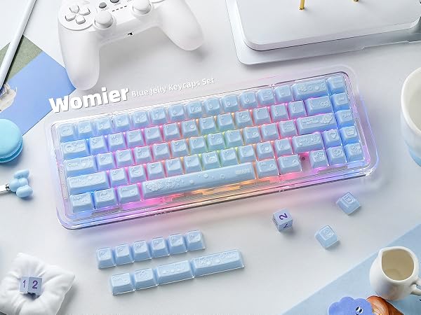 Jelly Keycaps, Clear Cute Keycaps, Blue Key caps