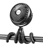 AMACOOL Baby Stroller Fan - 5000mAh Rechargeable, 3-Speed, Strong Yet Quiet, 360°Rotate Portable ...