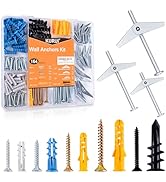 KURUI Heavy Duty Toggle Bolts Assortment Kit with Drywall Anchors, Metal Butterfly Anchors for Ha...