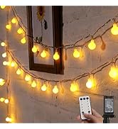 Minetom Globe String Lights, 33 Feet 100 Led Fairy Lights Plug in, 8 Modes with Remote Mini Globe...