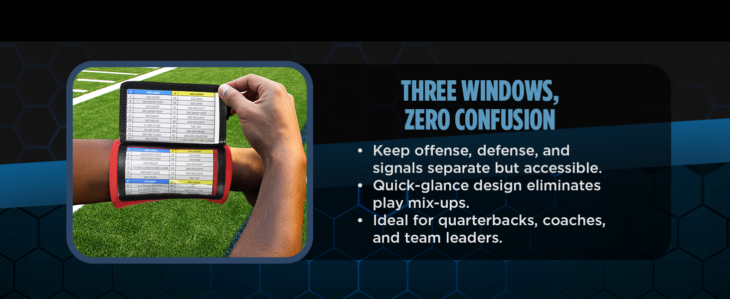 wristbands for sports, football play calling bands, QB wristbands