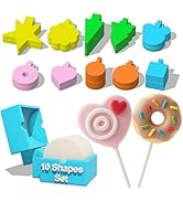 HOKKIEAM 10 PCS Cake Pop Mold Set, 10 Shapes Cake Pop Cutter and Pusher with Ejection Holes, Food...