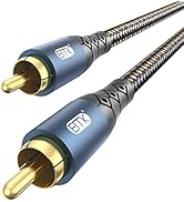 EMK Subwoofer Cable RCA to RCA Audio Cable 24K Gold-Plated Nylon Braided Double Shielded Digital ...