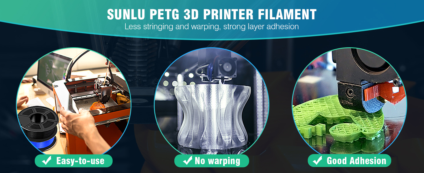 SUNLU 3D Printer Filament, Toughness PETG Filaments for 3D Printing, Neatly Wound Filament