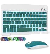 LAMA 7 Colors Backlit Bluetooth Keyboard and Mouse Combo for iPad Pro/Air/Mini, Ultra-Slim Rechar...