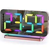 SZELAM RGB Digital Alarm Clock,7.4” LED Mirror Desk Clocks,with Night Light,USB C Charger Port,Au...