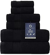 COZYART Black Bathroom Towel Sets 6Pcs 650 GSM 100% Cotton Bath Towel Set for Bathroom Super Abso...
