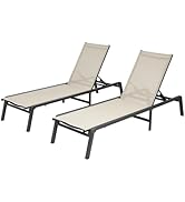 VEVOR Outdoor Chaise Lounge Chair Set of 2, 400 lbs Weight Capacity, Foldable Sun Tanning Chair, ...