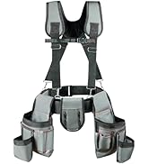 Tool Belt with Suspenders for Men Tool Belt Pouch Kit Bags with Adjustable Waist &amp; Pockets for El...