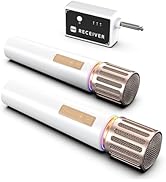 Wireless Microphones, Microphone with One-to-One Chip Connection, Controllable LED Lights, 40H Du...