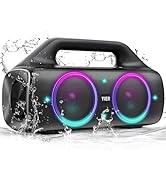 Speakers, YIER 80w (Peak) Portable Wireless Speaker with Lights, Stereo Loud Sound, IP67 Waterpro...