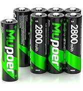 Mupoer Rechargeable AA 2800mAh Pack of 8, Ni-MH Rechargeable Battery, High Capacity Double A Batt...