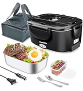 Dosevita Electric Lunch Box for Adults, 80W Heated Lunch Box 1.5L 304 Stainless Steel Portable Fo...