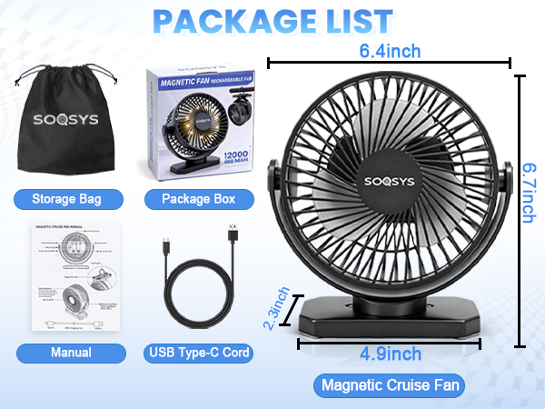 Magnetic Cruise Fan Magnetic Fan for Cruise Ship Portable Travel Fan for Cruise Cruise Essentials