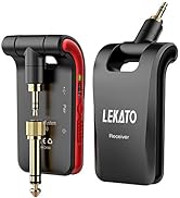 LEKATO 2.4GHz Wireless Guitar System 6 Channels Rechargeable Audio Wireless Transmitter Receiver ...