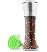 Salt and Pepper Grinder Tall Size - Black Pepper, Herb Shakers Mill Refillable Manual - Stainless...