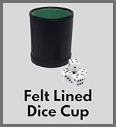 Fat Cat Felt Lined Dice Cup with 5 Dice