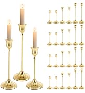 24 Pcs Candlestick Holders, Golden Metal Candle Holders Included 3 Assorted Size(6'' /7.5''/8.6''...