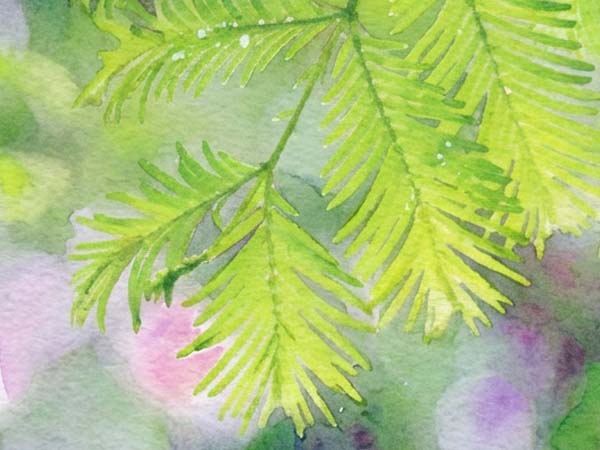 water color painting green leaves