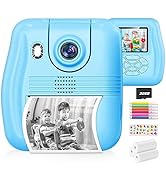 Kids Instant Print Camera Toy with 180° Rotatable Camera, 12MP Print Selfie Camera for 3-12 Years...