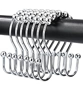 Shower Curtain Hooks, OEH Shower Curtain Rings, Chrome Shower Curtain Hooks Rust Proof, Smooth Gl...