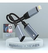 [Apple MFi Certified] Dual Lightning Splitter for iPhone, iPhone Splitter Audio and Charge,Lightn...
