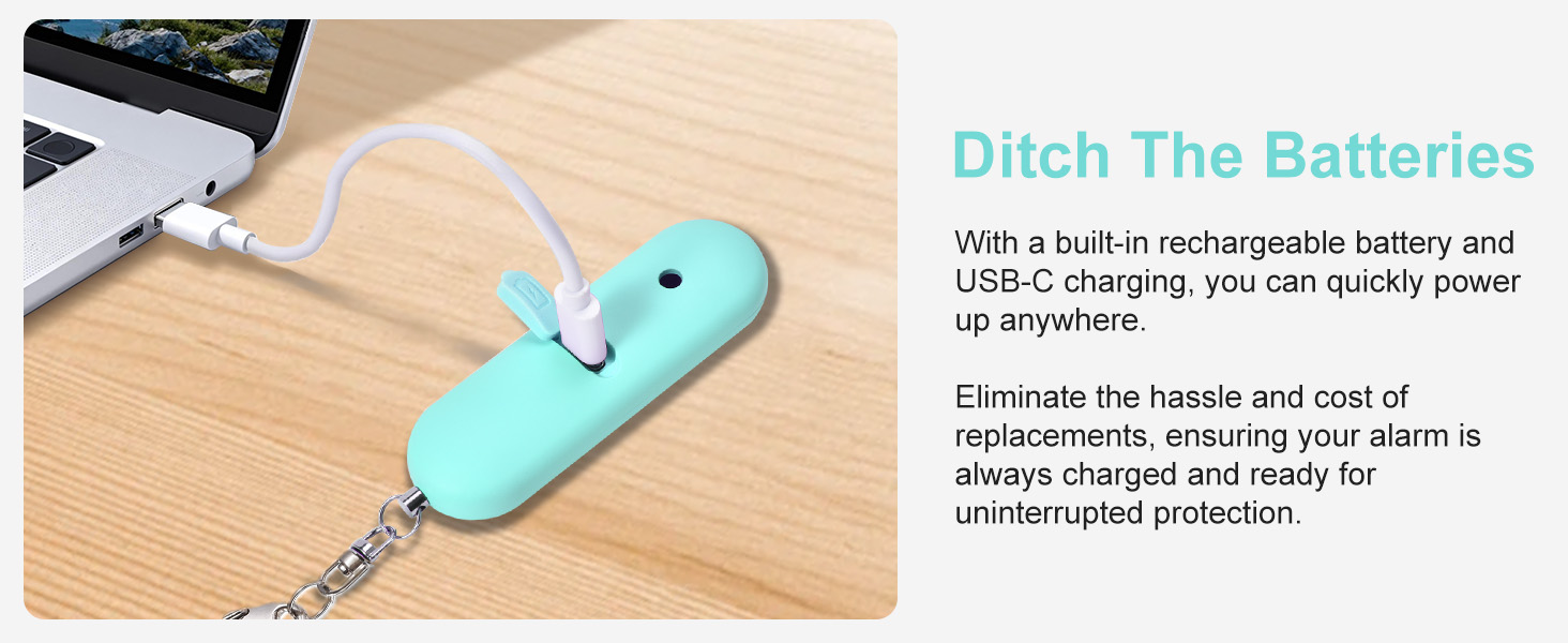 personal safety alarm women rechargeable self defense keychain device waterproof loud gift security
