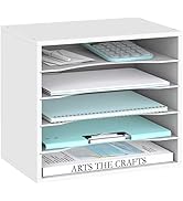 SUPEASY Wood Desk Organizer, 5 Tier Paper File Organizer for Desk, Wooden Desktop Organizer, Pape...