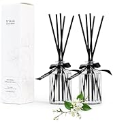 Brakula 2 Pack Fragrance Reed Diffuser, 118ML White Jasmine &amp; Mint Diffuser Set with 10 Black Fib...