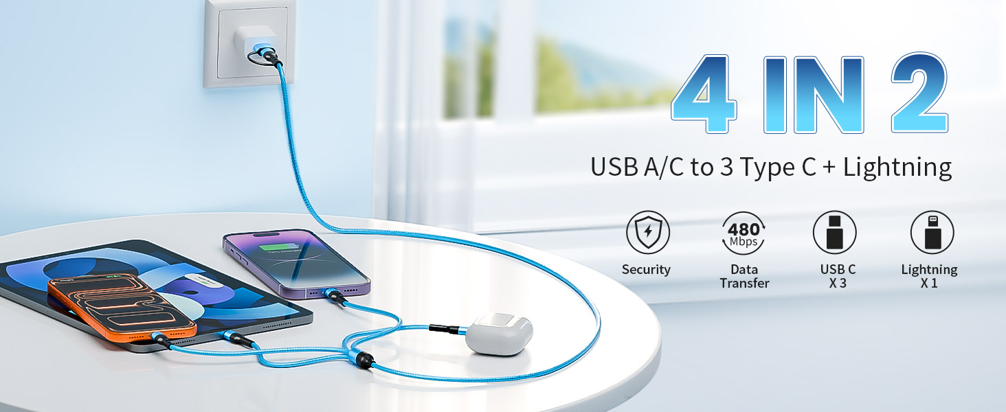 4 IN 2 Multi Charging Cable