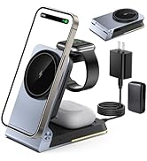 Foldable Wireless Charger 3 in 1 for Apple-Compatible with Magsafe Charger Stand,Magnetic Wireles...
