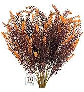 TURNMEON 10 Bundles Artificial Fall Flowers for Outdoors Fall Decorations, UV Resistant Artificia...