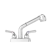 JS Jackson Supplies Dual Handle Pull Out Faucet, Chrome Finish, 4 Inch Center Set, Universal Util...