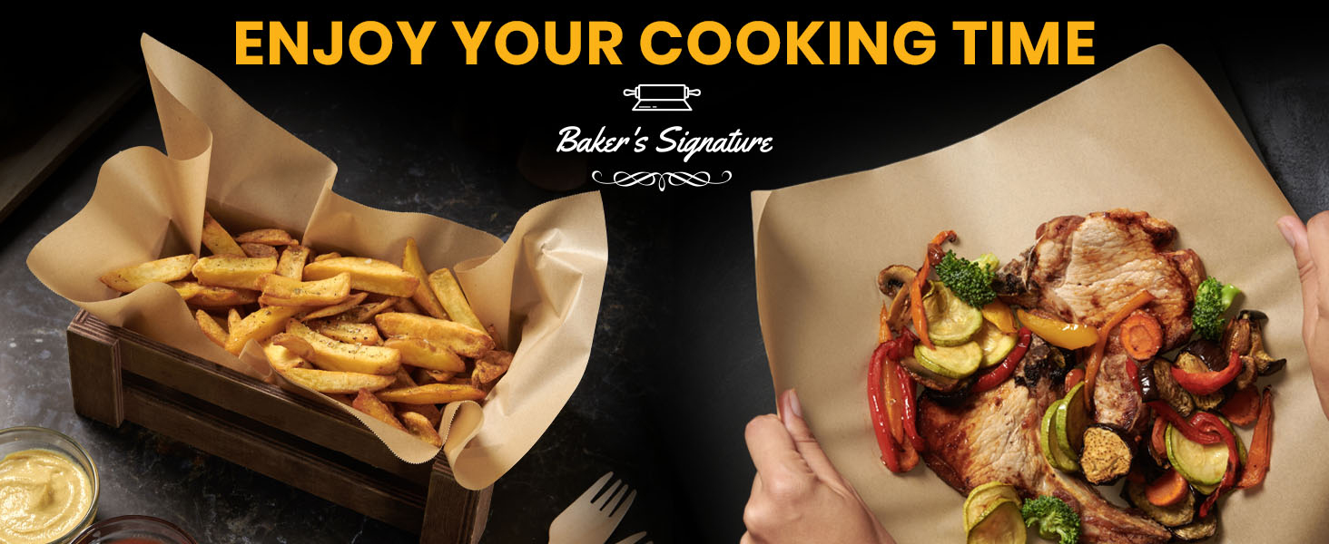 Cooking paper for oven ideal for cookies, pastries, sourdough, and savory dishes.