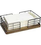 Kordory Wooden Guest Towel Holder Tray for Bathroom, Black Bamboo Counter Rectangular Bathroom Na...