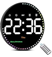 SZELAM Digital Wall Clock,10" Digital Clock Large Display with Remote Control,Adjustable Brightne...