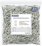 500 Pcs Clear Heat Shrink Butt Connectors, 26-24 AWG Marine Grade Insulated Crimp Wire Connectors...