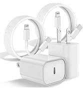 [2Pack] iPhone Charger Fast Charging 6ft Cable - MFi Certified - 20W USB C Fast Wall Charger Bloc...