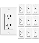 BESTTEN 10 Pack 20 Amp Decor Receptacle Outlet, Standard Electrical Wall Outlet with Wallplate, 2...