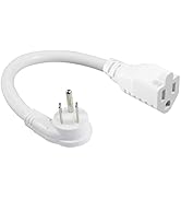 [1 Pack] Flat Wall Plug Short Power Extension Cord - 6inch Mini White Low Profile Flat Head Small...