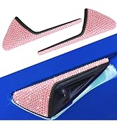 Yeapop Bling Pink Rhinestones Side Blind Spot Camera Covers for Tesla HW 3.0, Compatible with 3 2...