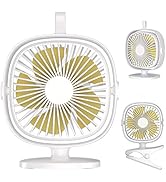 WITHOUSE Small Desk Fan, 3 IN 1Portable Clip on Stroller Fan,4 Speeds 360°Rotation Personal USB B...