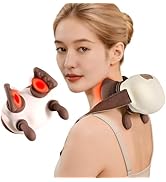 LOVMASSG Neck and Shoulder Massager with Heat, Palm-Style Kneading, 3 Speeds, Ergonomic Hands-Fre...