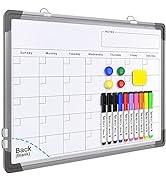 Small Monthly Calendar Dry Erase Whiteboard for Wall, 16" x 12" Magnetic Dry Erase Board, Hanging...
